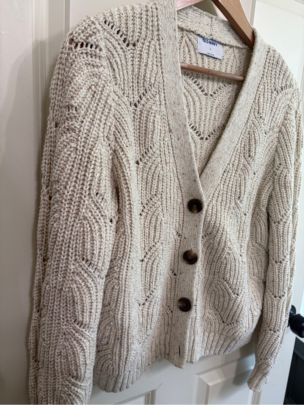 Like new Old Navy size S Cream Openwork Cotton Blend Cardigan. Soft. Gorgeous! - Picture 2 of 10